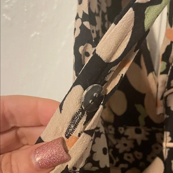 Free People Black and Cream Floral Backless Gown - Picture 5 of 6